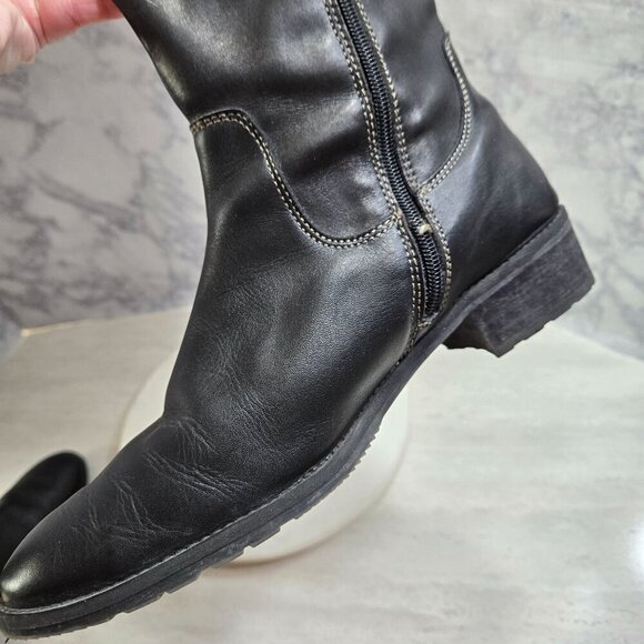 Pikolinos Garda Riding Boots Womens 41 US 10.5-11 Black Leather Brown Braid Trim - Picture 15 of 16